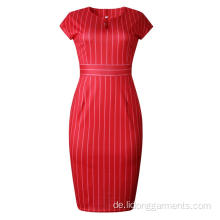 Women Stripe Kleid Sommergeschäft Kurzarm Kleid